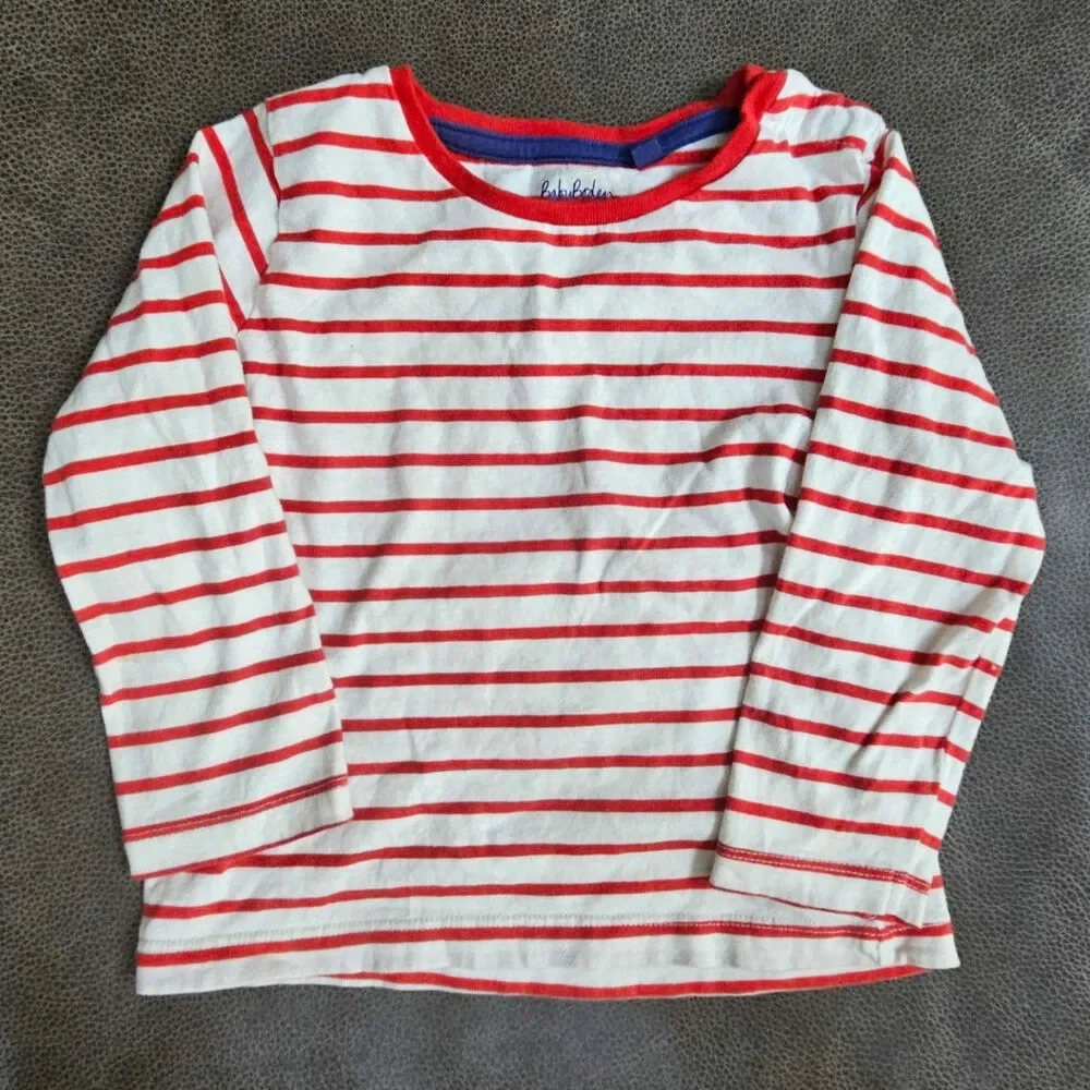 Baby Boden 2-Piece Navy Corduroy Seagull Overalls & Striped Shirt Set 3-4Y
